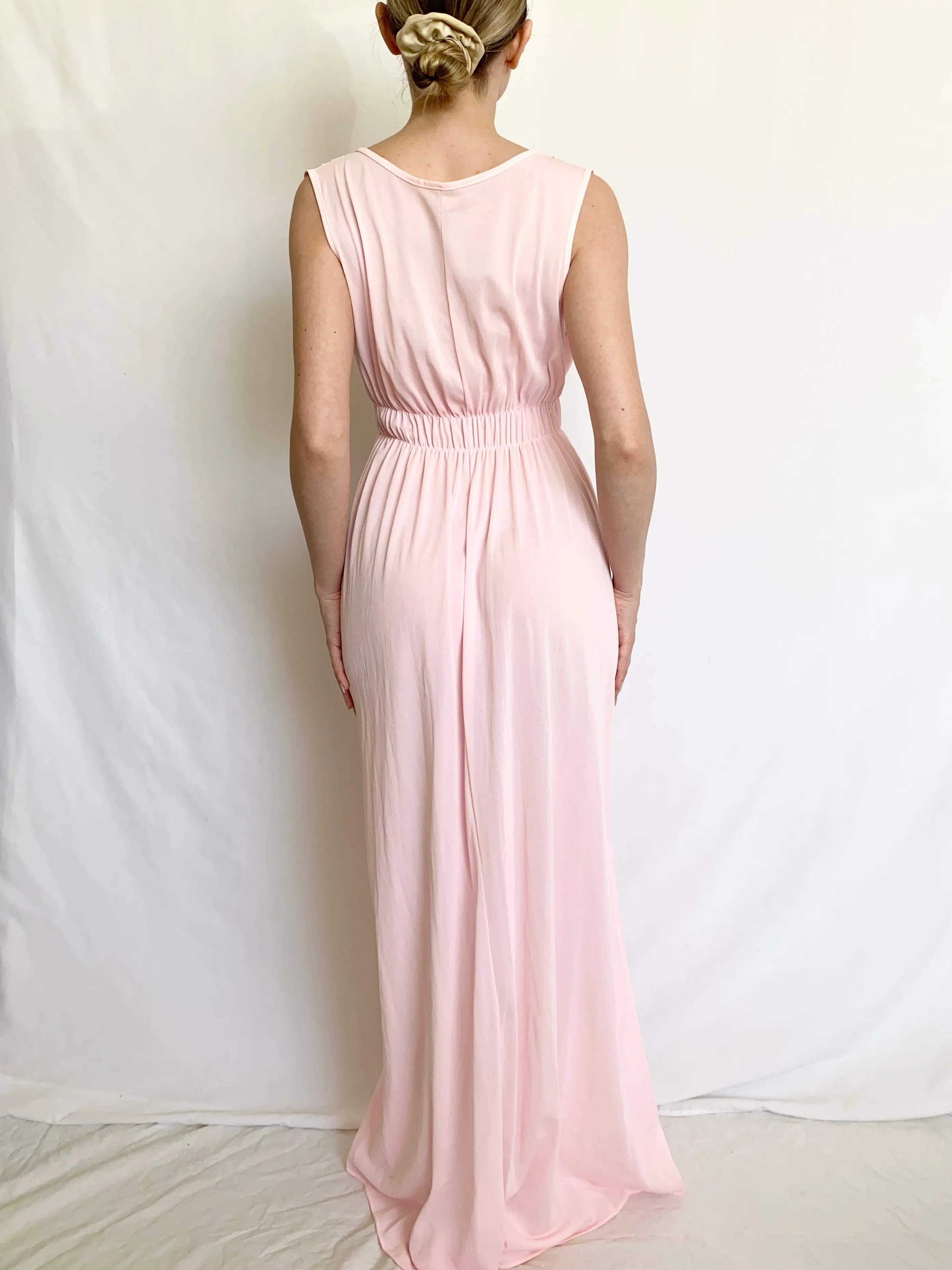 1970s Bubblegum Pink Peignoir and Nightgown Set (S-M)
