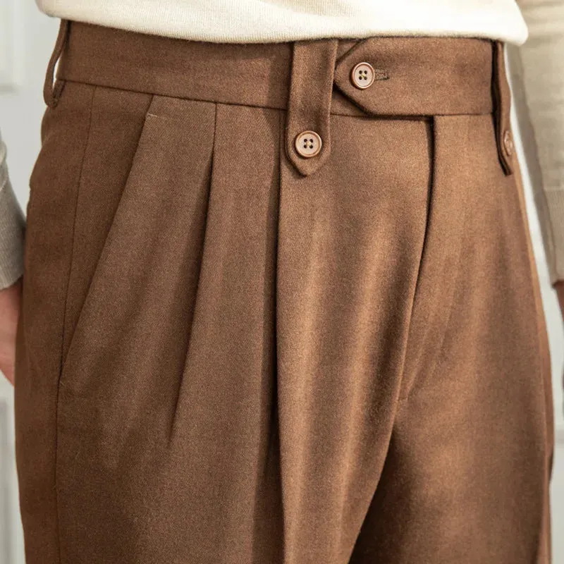 Aidase British Winter High Waist Casual Men Straight Pants High Quality Versatile Slim Long Pants Men Fashion Clothes Office Trousers