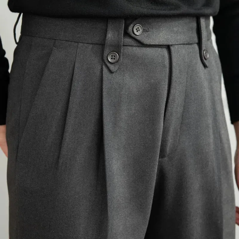 Aidase British Winter High Waist Casual Men Straight Pants High Quality Versatile Slim Long Pants Men Fashion Clothes Office Trousers