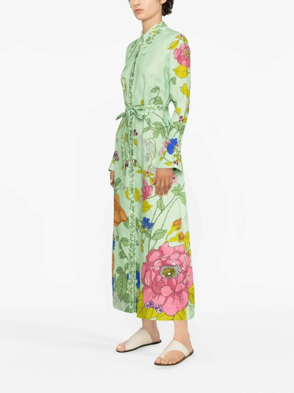 Alemais Olivia Shirt Dress Green Print Size 8