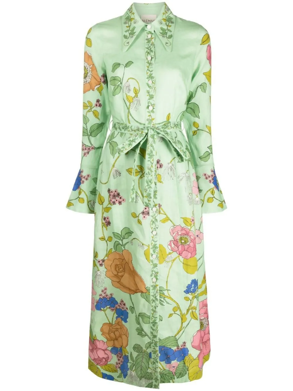 Alemais Olivia Shirt Dress Green Print Size 8