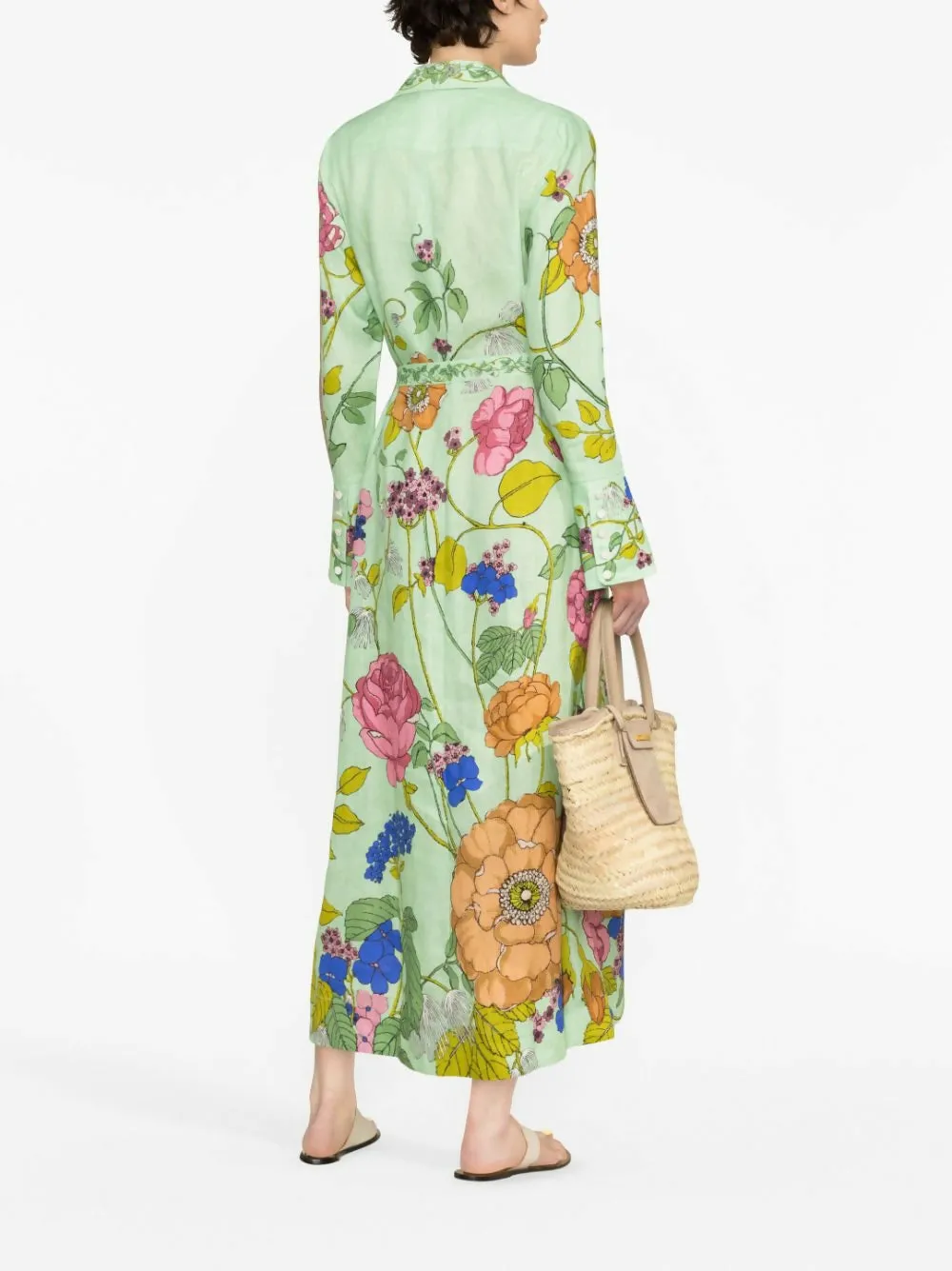 Alemais Olivia Shirt Dress Green Print Size 8
