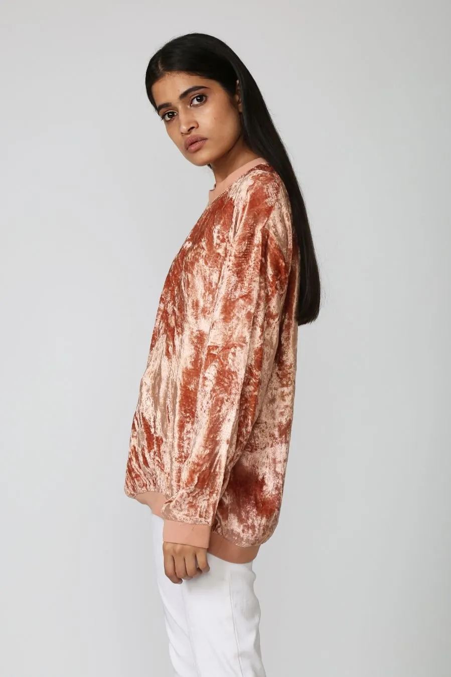 AMINAH Pink Crushed Velvet Jumper