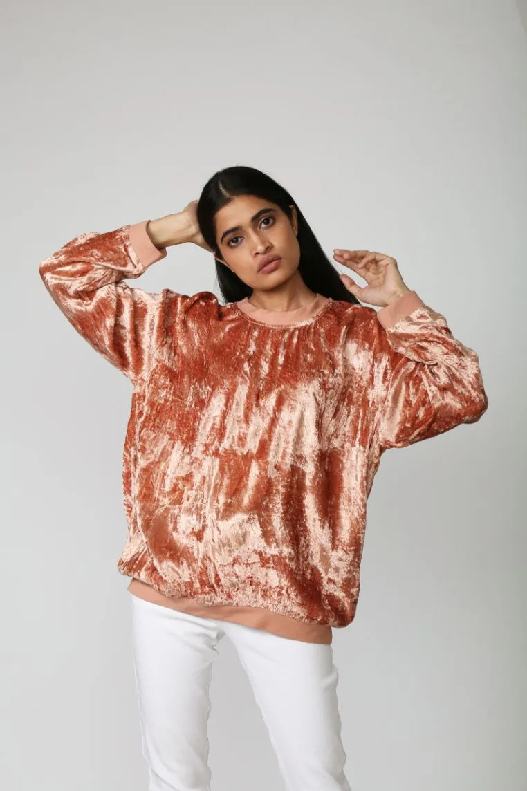 AMINAH Pink Crushed Velvet Jumper