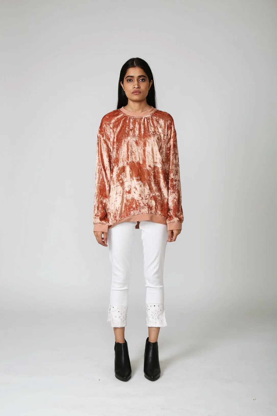 AMINAH Pink Crushed Velvet Jumper