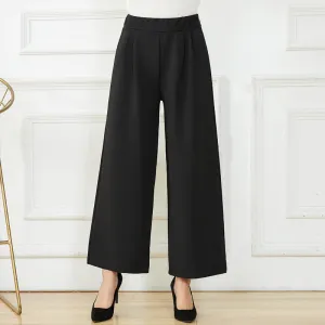 Ankle-Length Pants High Waist Drape Wide Leg Stretchable Plus Size Loose Women Casual Korean Slim Look Pants