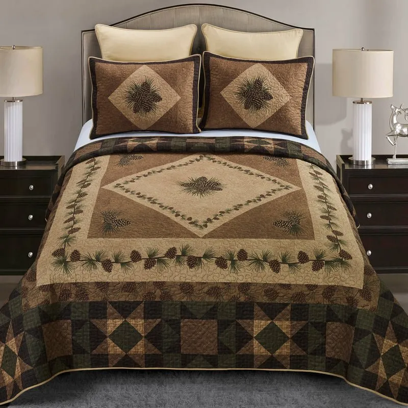Antique Pine 3-Piece Quilted Bedding Set - King