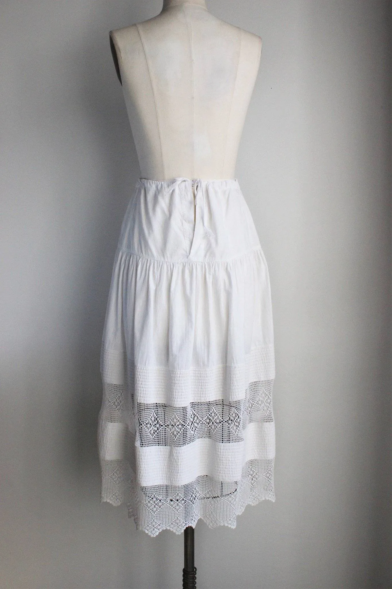 Antique Victorian White Cotton Crochet Petticoat