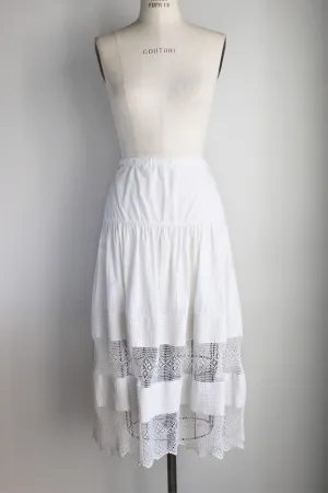 Antique Victorian White Cotton Crochet Petticoat