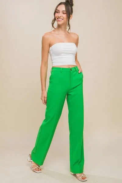 Apple High Waist Straight Pants