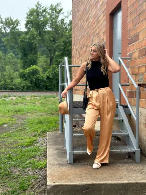 Apricot Satin Trouser Pants