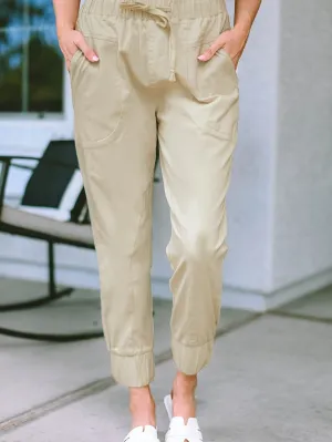 Apricot Slim-Fit High Waist Pocketed Pants