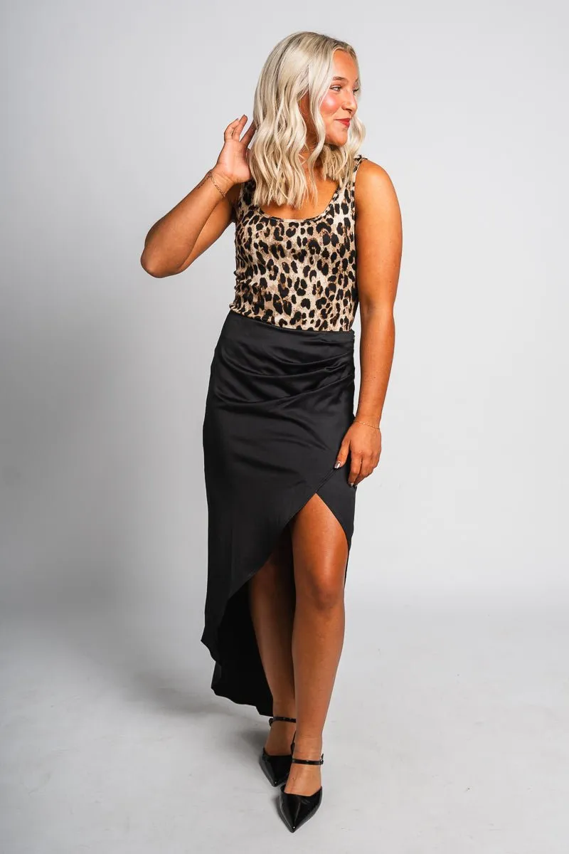 Asymmetrical midi skirt black