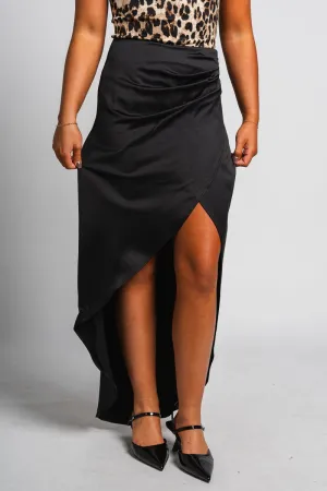 Asymmetrical midi skirt black
