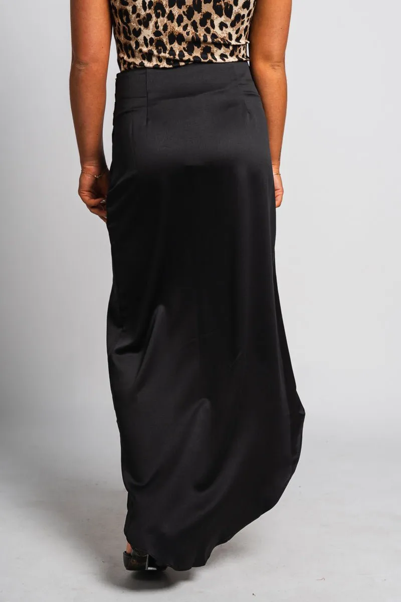 Asymmetrical midi skirt black