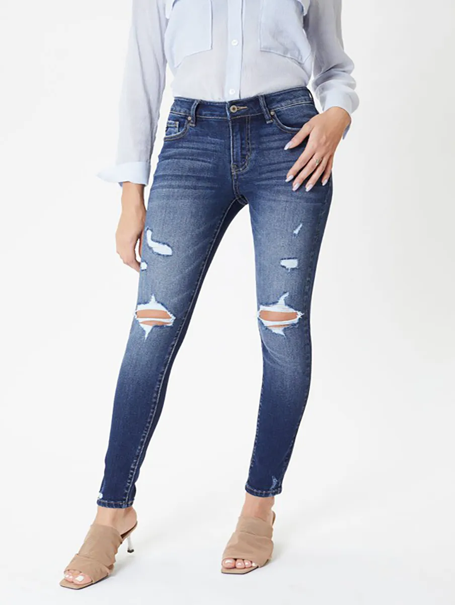 Audrey Mid-Rise Distressed Skinny by KanCan