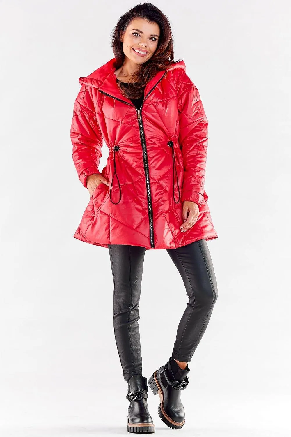 Awama zippered quilted jacket with hood