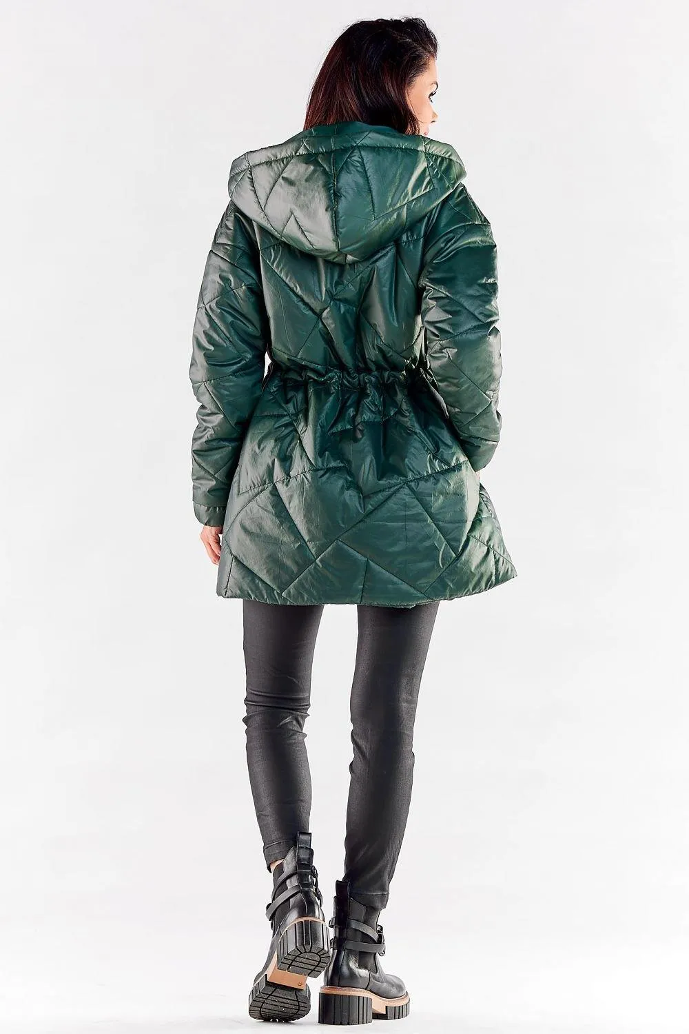 Awama zippered quilted jacket with hood