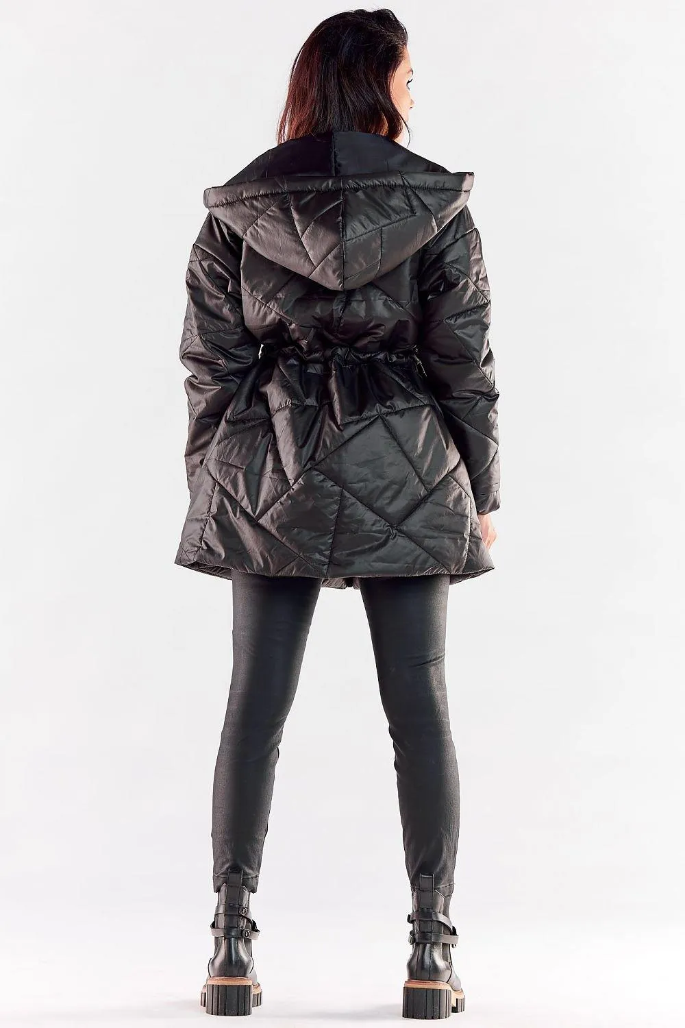 Awama zippered quilted jacket with hood