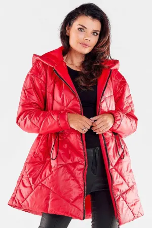 Awama zippered quilted jacket with hood