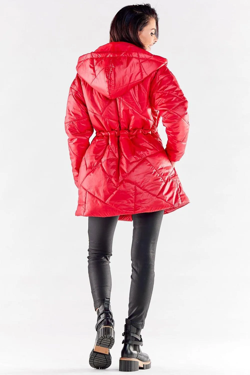 Awama zippered quilted jacket with hood