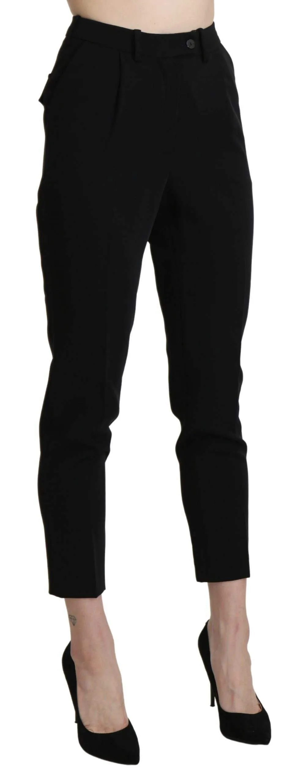 BENCIVENGA  High Waist Skinny Cropped Dress Trouser Pant
