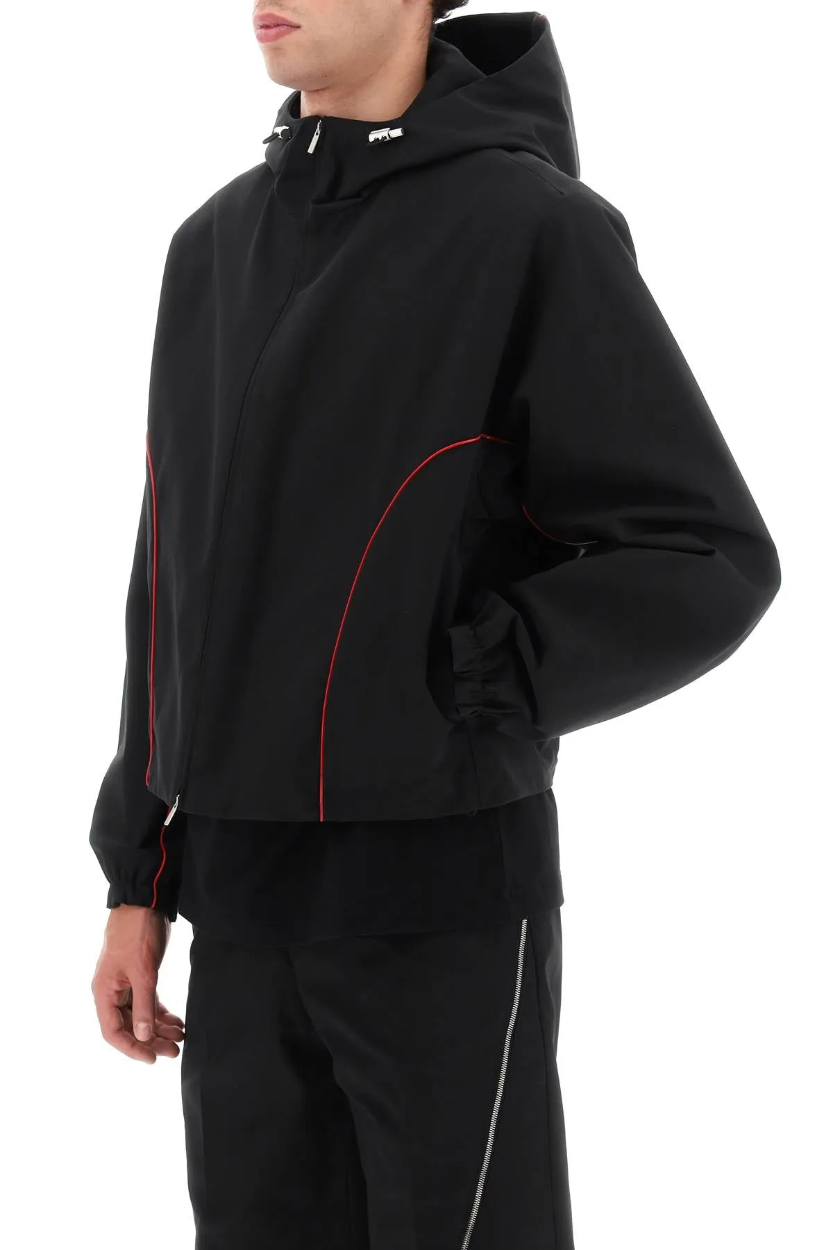 blouson jacket with contrast piping