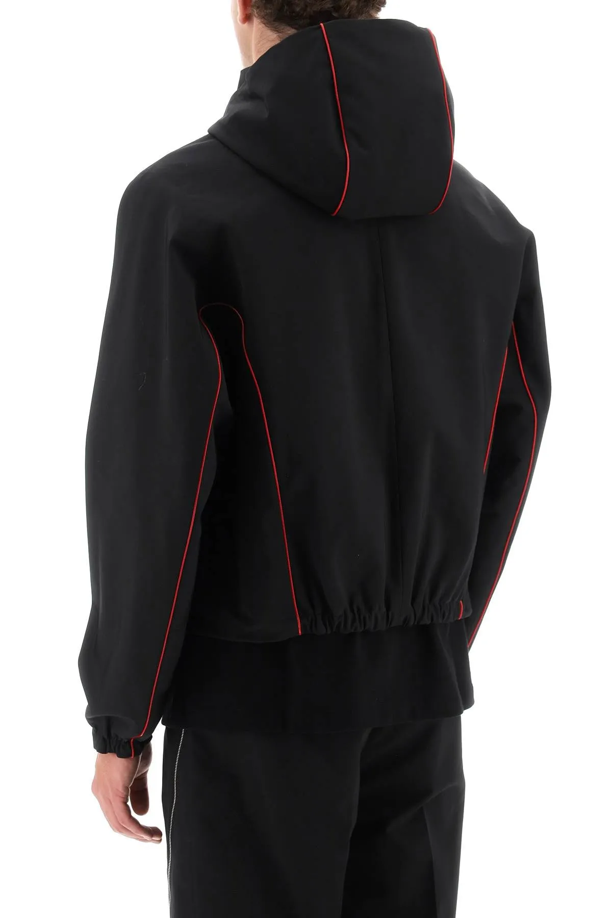 blouson jacket with contrast piping