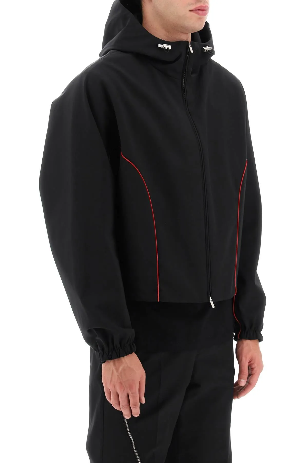 blouson jacket with contrast piping