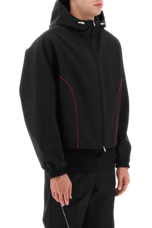 blouson jacket with contrast piping