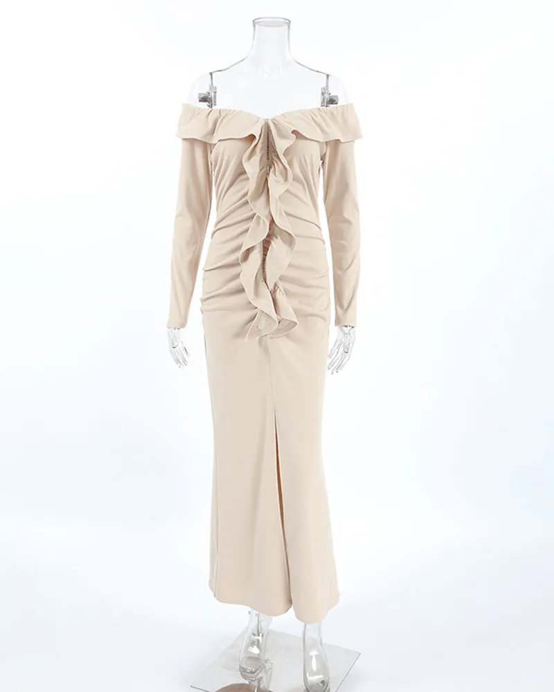 Boat Neck Strapless Strapless Fish Tail Long Dress