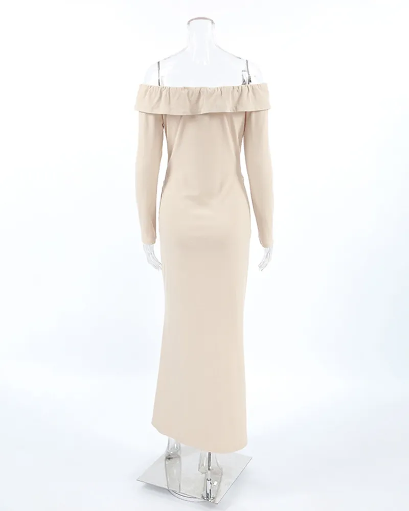Boat Neck Strapless Strapless Fish Tail Long Dress