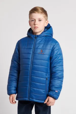 Boys Hooded Quilted Jacket in Set Sail