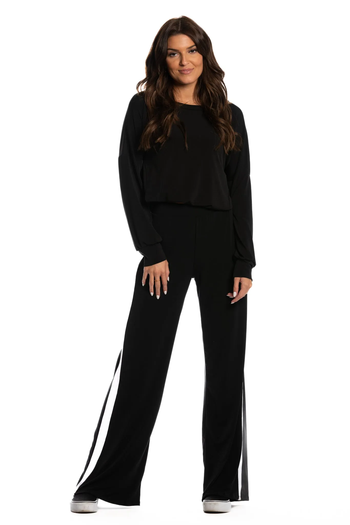 Brigitte Brianna Black and White Stripe Pants