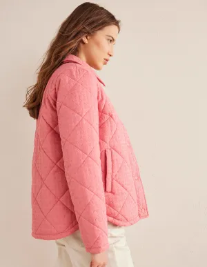 Broderie Quilted Cotton Jacket-Pink