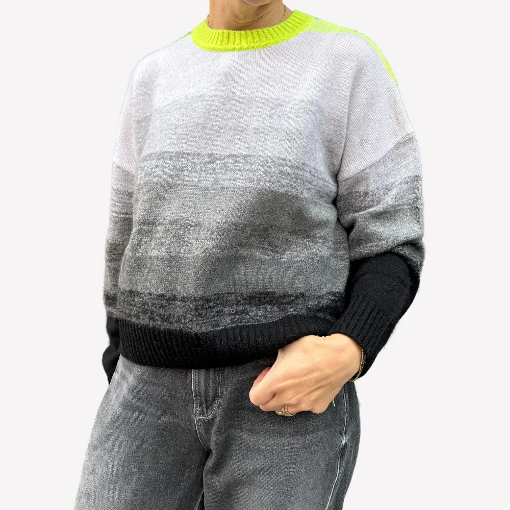 Brodie Gradient Fade Crew - Neon Yellow/Grey