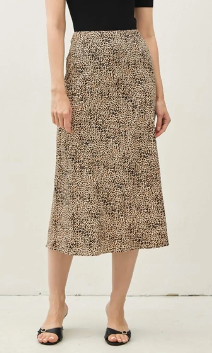 Brooklyn Brown Leopard Print Midi Skirt