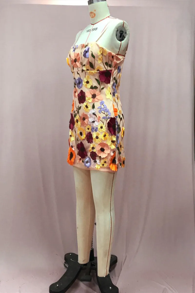 BT3053 Flower Embroidery Cami Dress