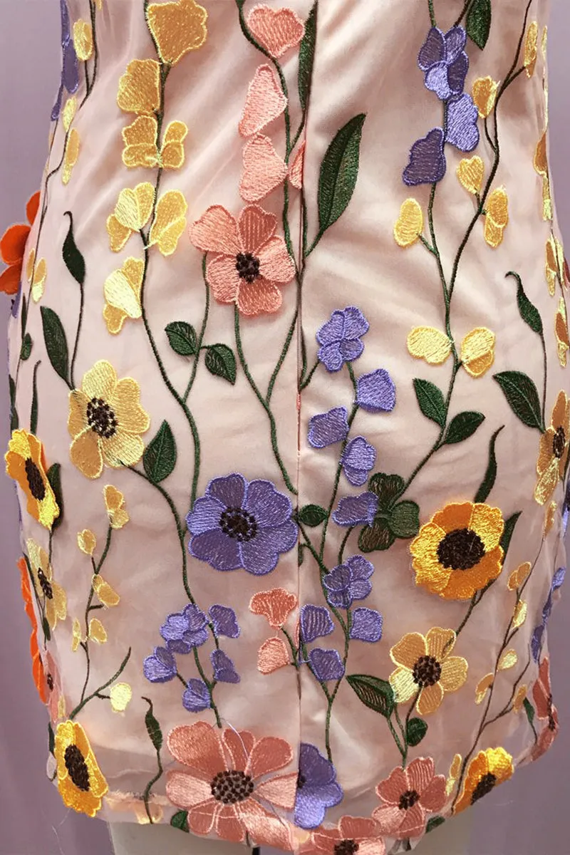BT3053 Flower Embroidery Cami Dress