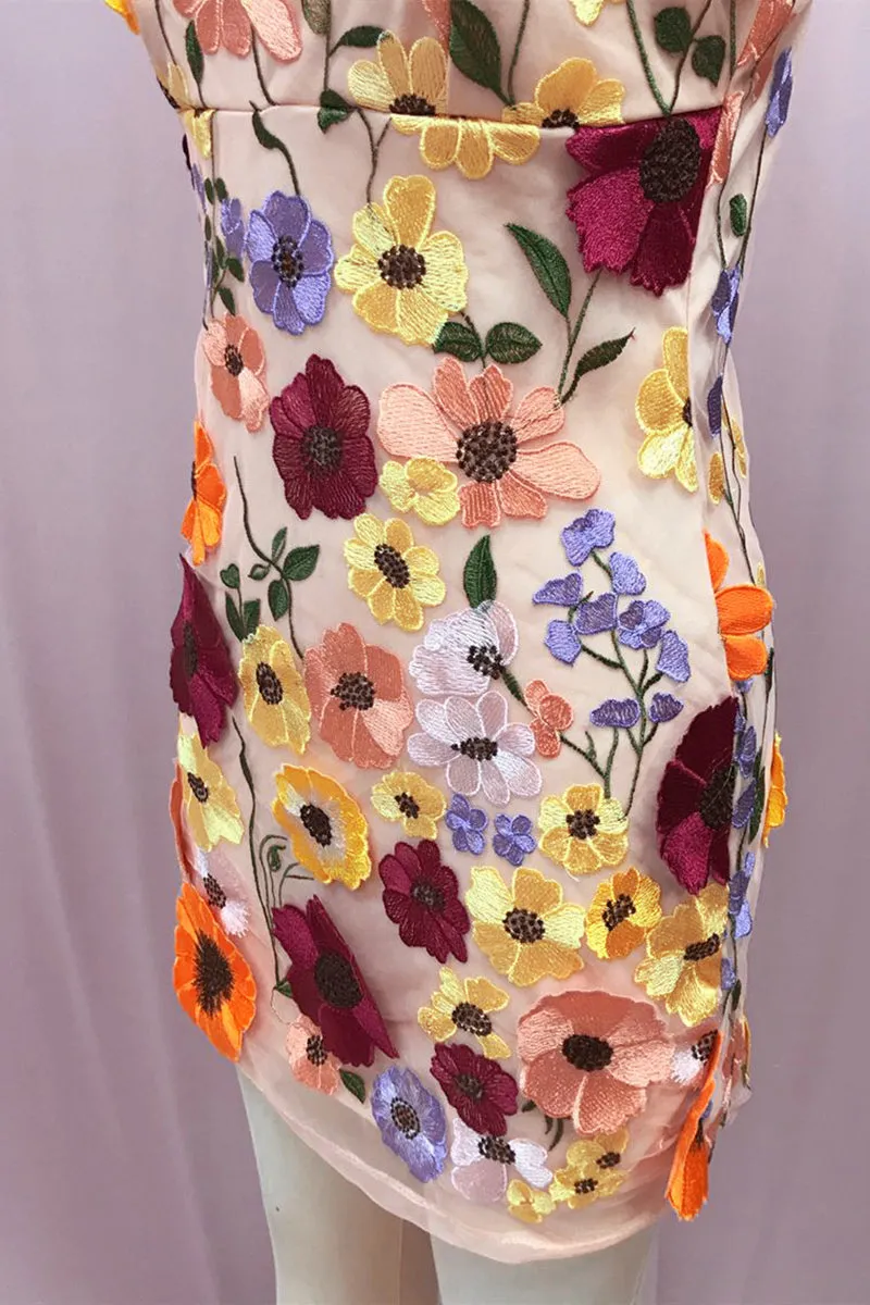 BT3053 Flower Embroidery Cami Dress