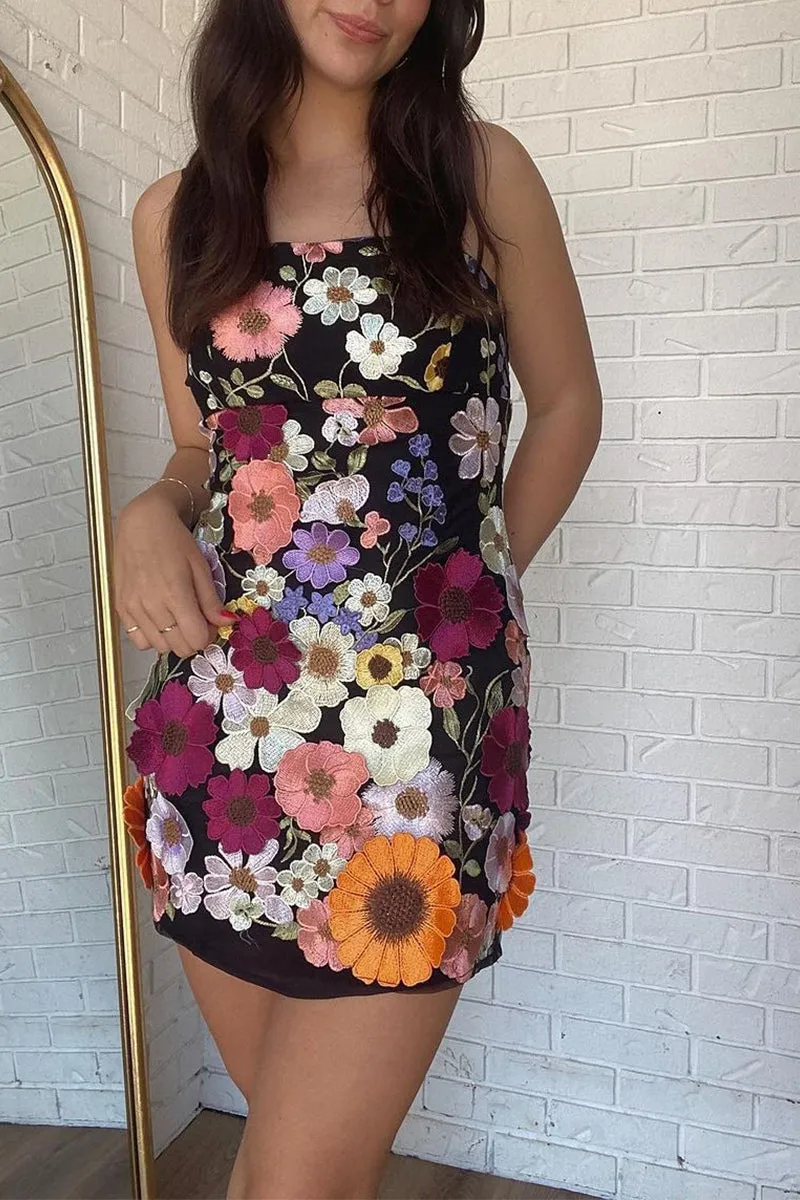 BT3053 Flower Embroidery Cami Dress