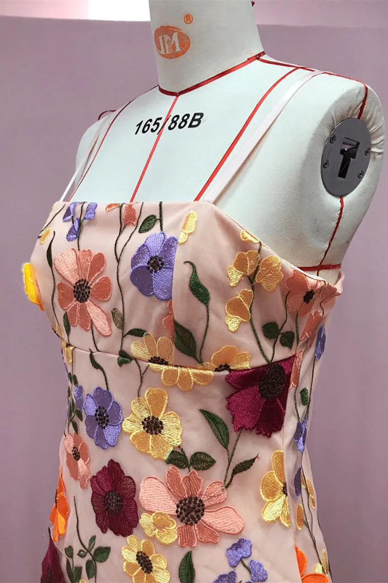 BT3053 Flower Embroidery Cami Dress