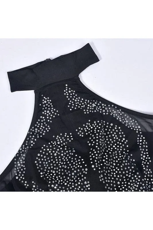 BX351 Semi-sheer Meshed Mini Dress
