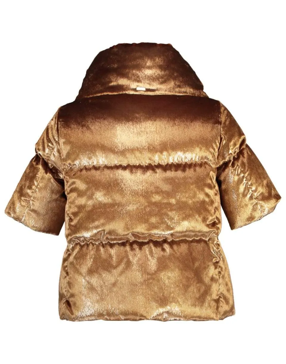 Camel Short Sleeve Crystal Velvet Jacket