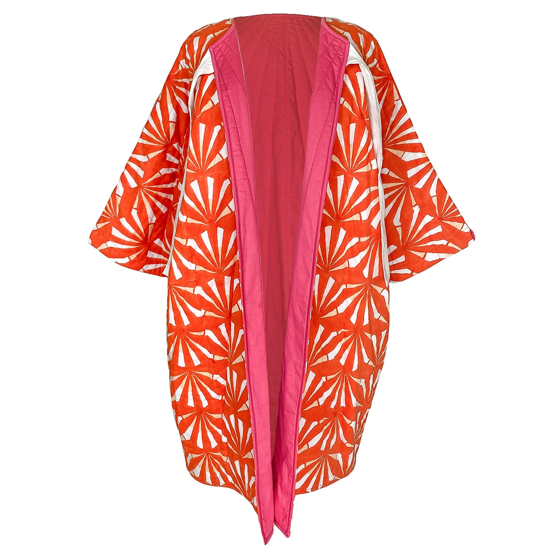 Camille Jacket in Coral Red and Sand Fan
