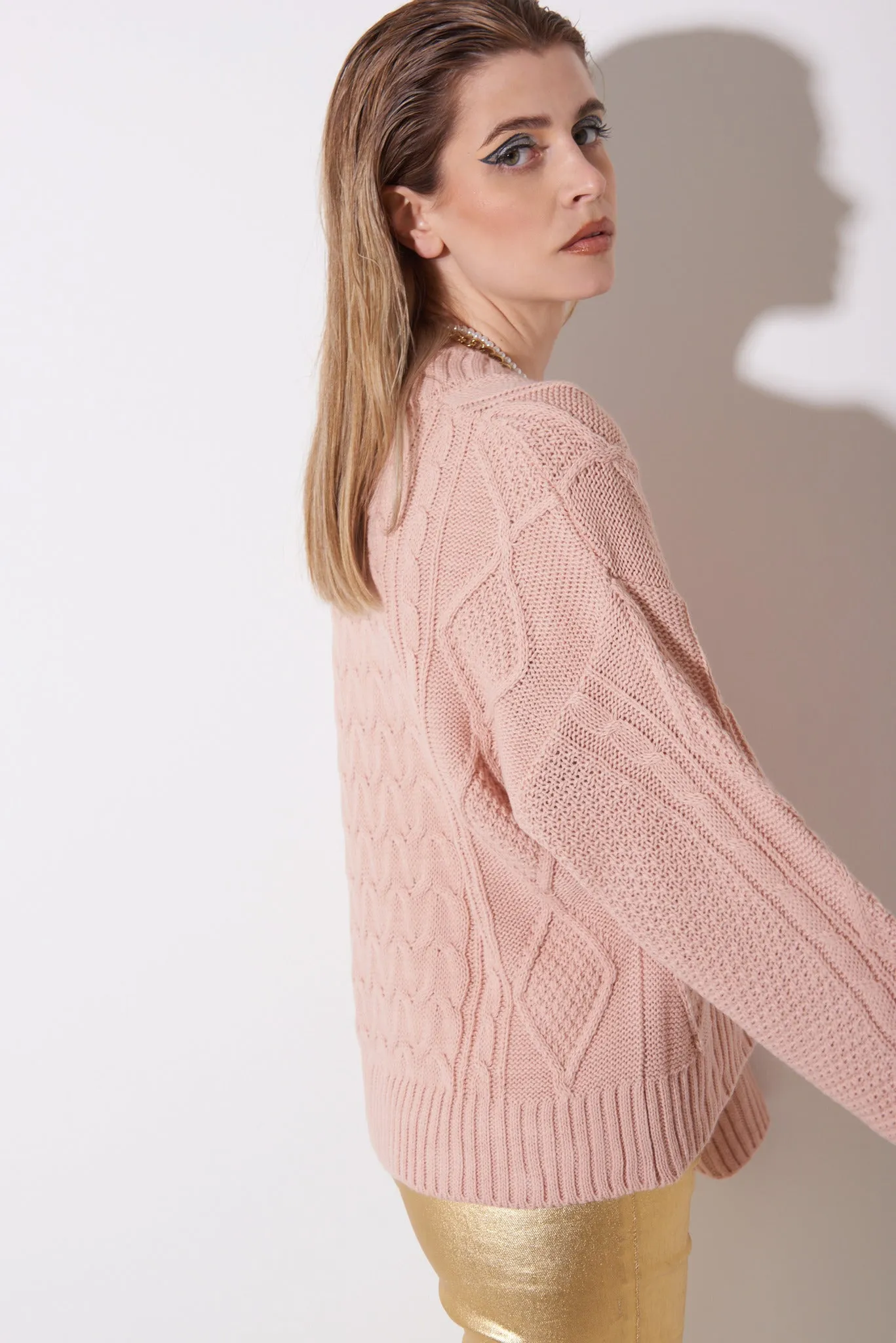 Carmen V-Neck Jumper (Pink)