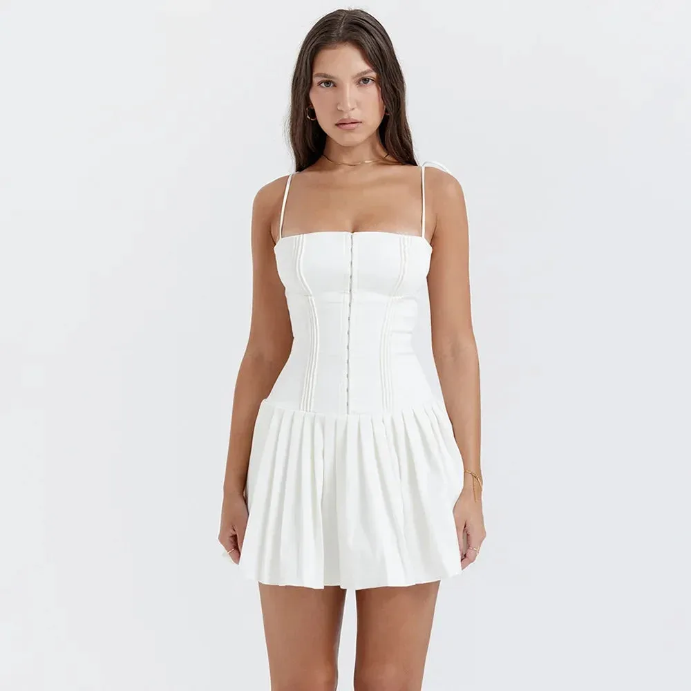 Casual Ruched Strap Bodycon Mid-Dress