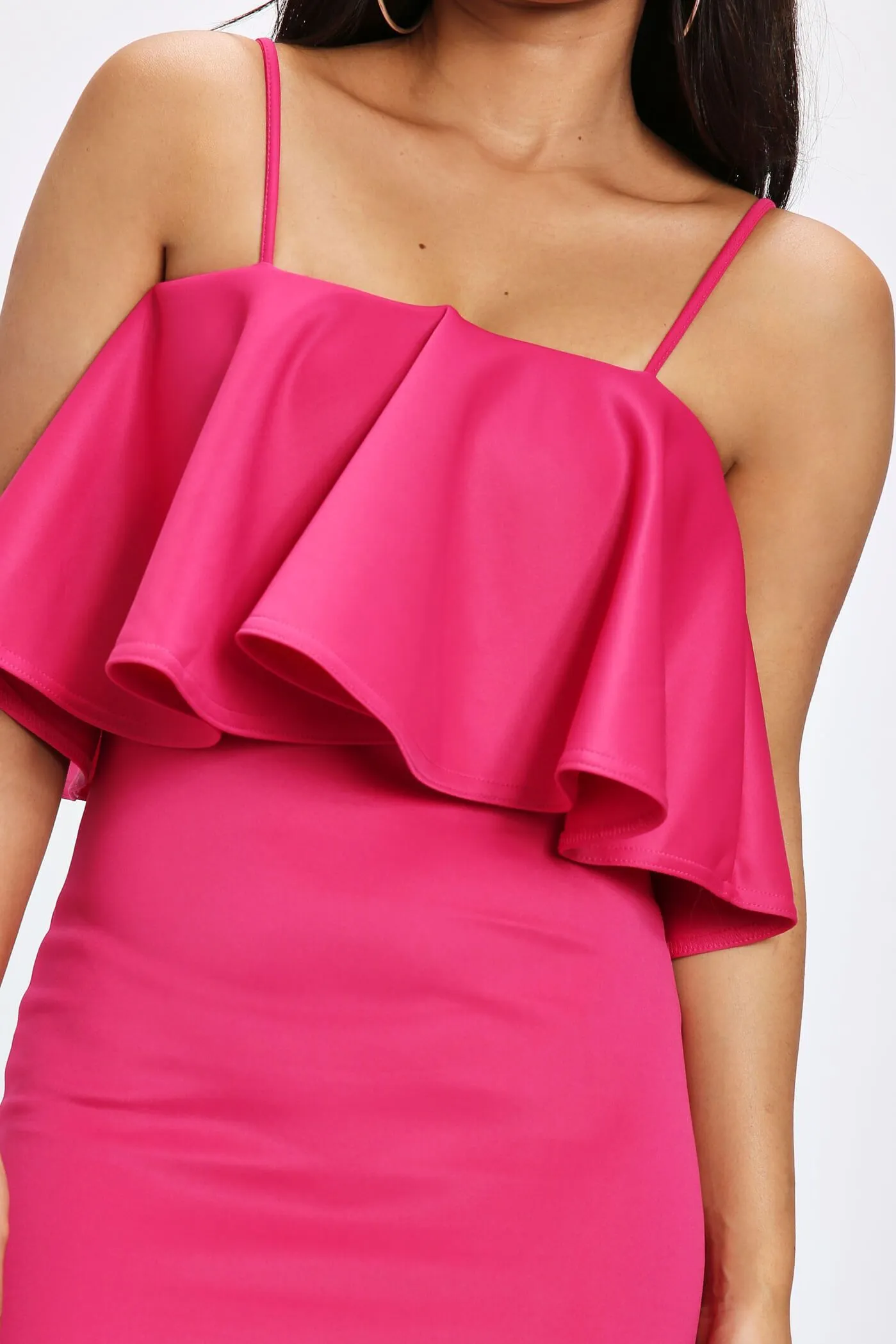 Cerise Pink Stappy Frill Bodycon Dress