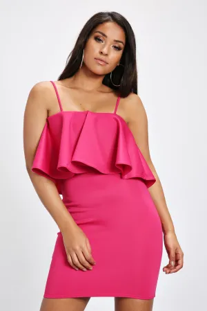 Cerise Pink Stappy Frill Bodycon Dress
