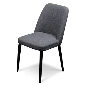 Cesar Fabric Dining Chair - Dark Grey in Black Legs - Last One